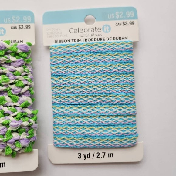 3 Packs Celebrate It Ribbon Trim 3 Yards Each Blue/Green Spring Easter Colors - Picture 4 of 7